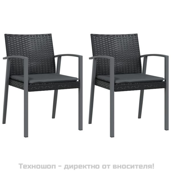 Градински комплект от 3 части с възглавници полиратан и стомана