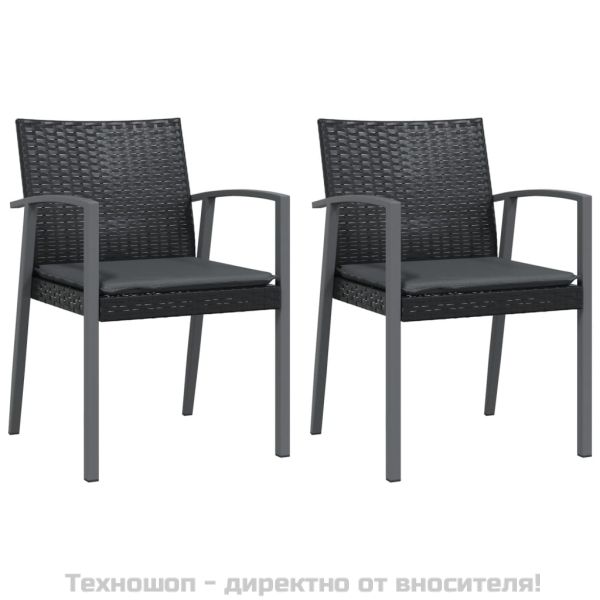 Градински комплект от 3 части с възглавници полиратан и стомана