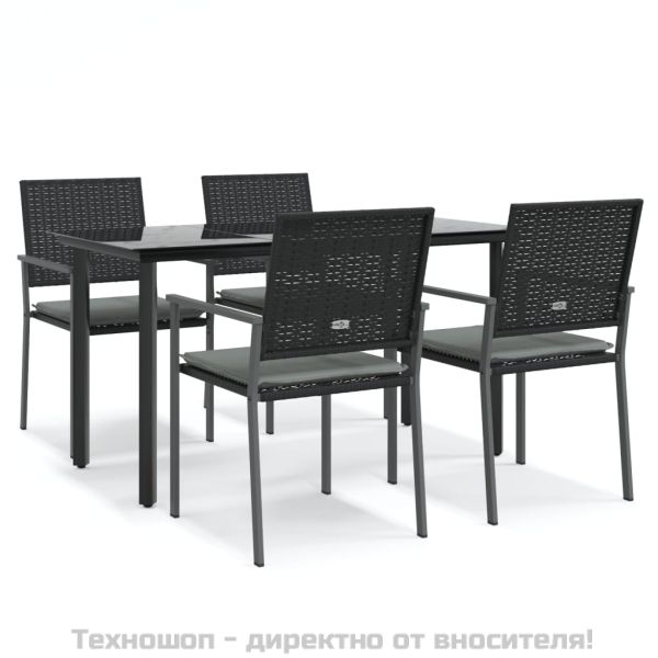 Градински комплект от 5 части с възглавници полиратан и стомана