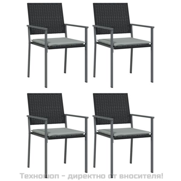 Градински комплект от 5 части с възглавници полиратан и стомана