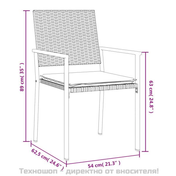 Градински комплект от 5 части с възглавници полиратан и стомана