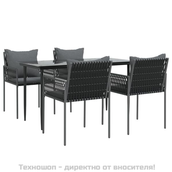 Градински комплект от 5 части с възглавници полиратан и стомана