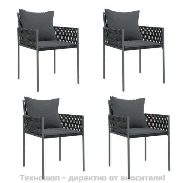 Градински комплект от 5 части с възглавници полиратан и стомана