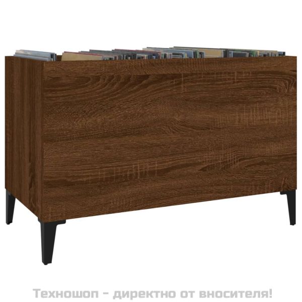 Шкаф за винилови плочи кафяв дъб 74,5x38x48 см инженерно дърво