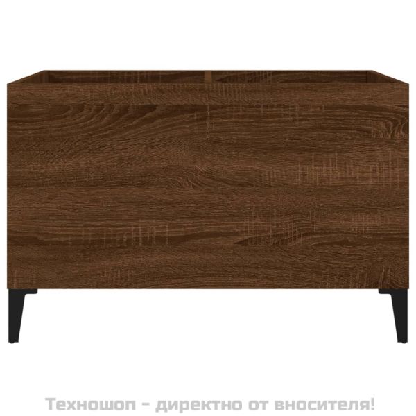 Шкаф за винилови плочи кафяв дъб 74,5x38x48 см инженерно дърво