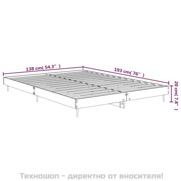 Рамка за легло, бетонно сиво, 135x190 см, инженерно дърво