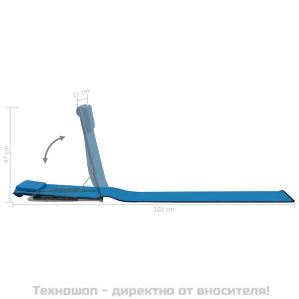 Сгъваеми плажни постелки, 2 бр, стомана и плат, сини