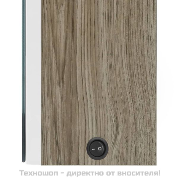 LED шкаф с огледало за баня, бяло и цвят дъб, 50x13x70 см