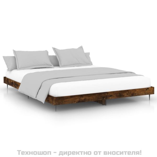Рамка за легло без матрак опушен дъб 150x200 см инженерно дърво