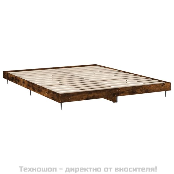 Рамка за легло без матрак опушен дъб 150x200 см инженерно дърво