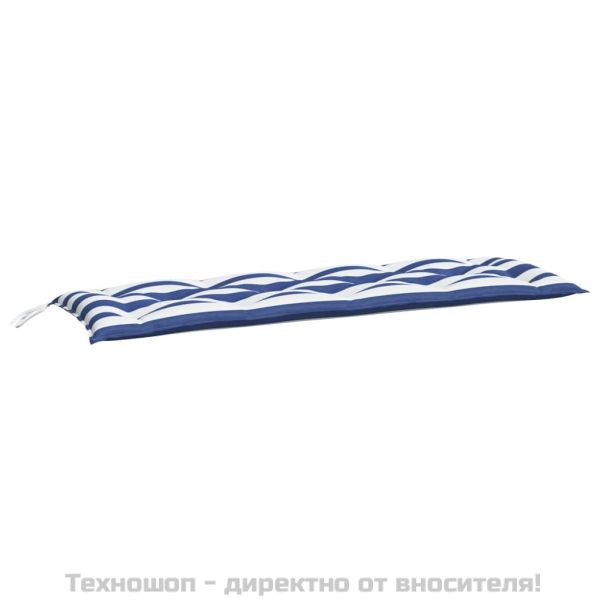 Възглавници за външни пейки 2 бр синьо-бели 150x50x7 см плат