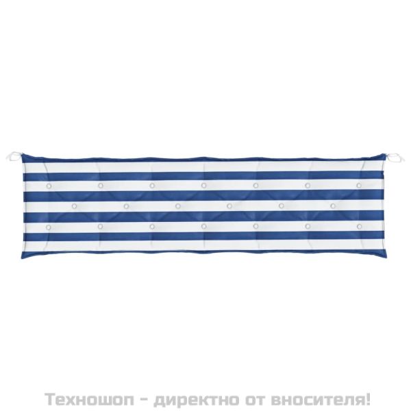 Възглавница за градинска пейка синьо/бяло райе 200x50x7 см плат