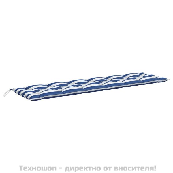 Възглавница за градинска пейка синьо/бяло райе 200x50x7 см плат