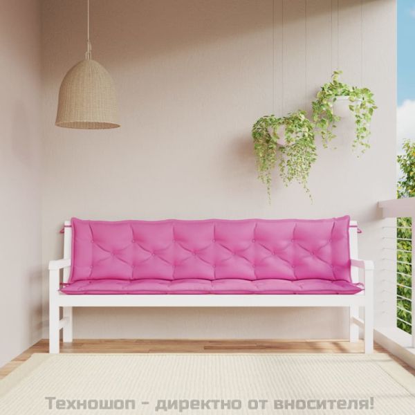 Възглавници за градински пейки 2 бр розови 200x50x7 см плат