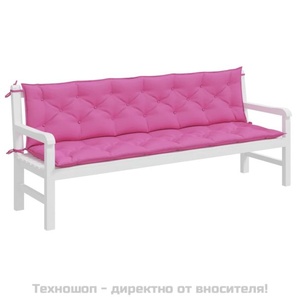 Възглавници за градински пейки 2 бр розови 200x50x7 см плат