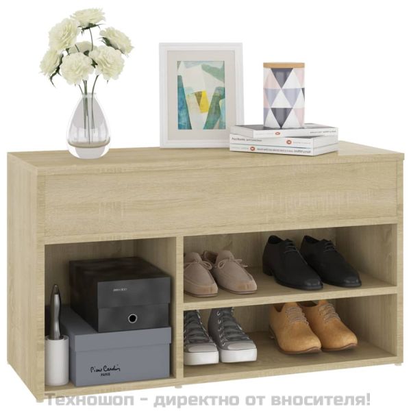 Пейка за обувки, дъб сонома, 80x30x45 см, инженерно дърво