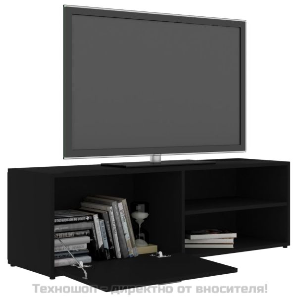 ТВ шкаф, черен, 120x34x37 см, инженерно дърво