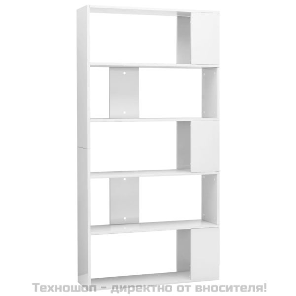 Библиотека/разделител за стая, бял гланц, 80x24x159 см