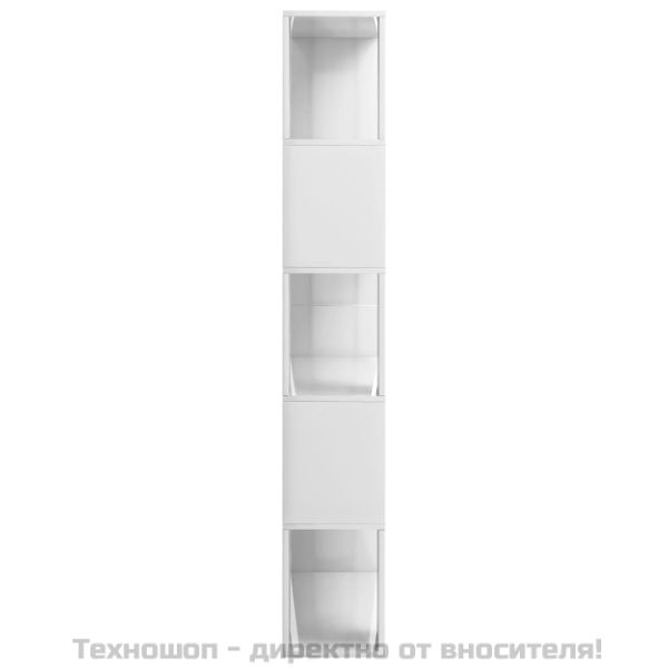 Библиотека/разделител за стая, бял гланц, 80x24x159 см