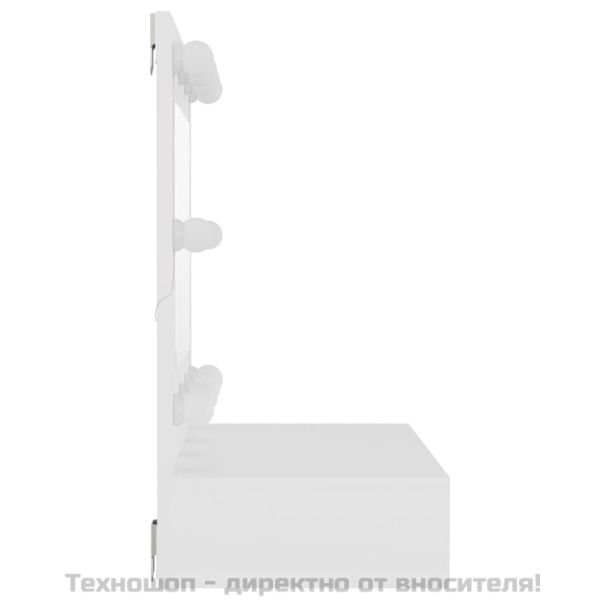 Огледален шкаф с LED, бял, 60x31,5x62 см