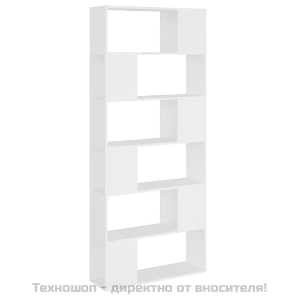 Библиотека/разделител за стая бяла 80x24x186 см инженерно дърво