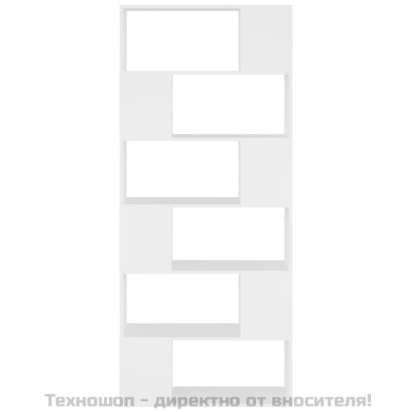 Библиотека/разделител за стая бяла 80x24x186 см инженерно дърво