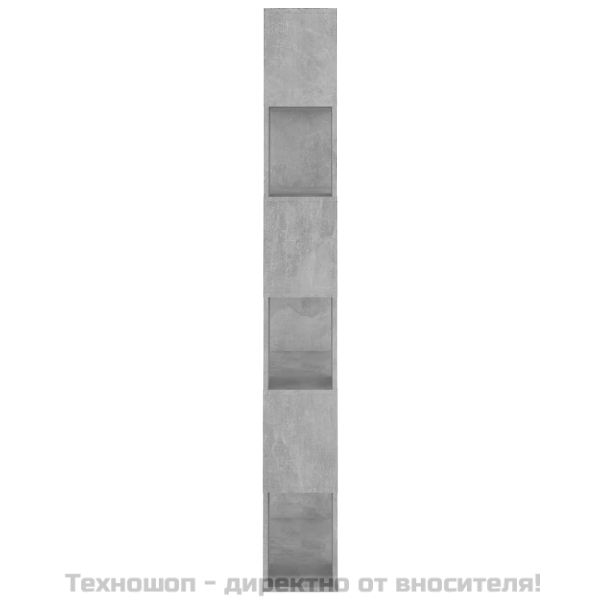 Библиотека, бетонно сива, 80x24x186 см, инженерно дърво