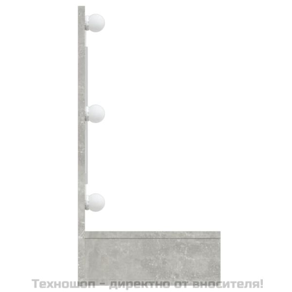 Огледален шкаф с LED, бетонно сив, 90x31,5x62 см