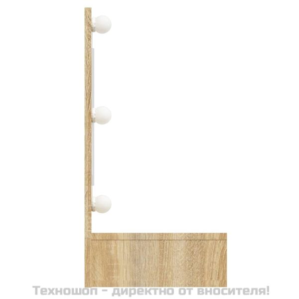 Огледален шкаф с LED, сонома дъб, 90x31,5x62 см