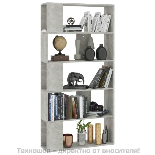 Разделител за стая, бетонно сив, 80x24x159 см, инженерно дърво