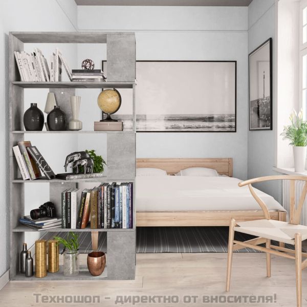 Разделител за стая, бетонно сив, 80x24x159 см, инженерно дърво
