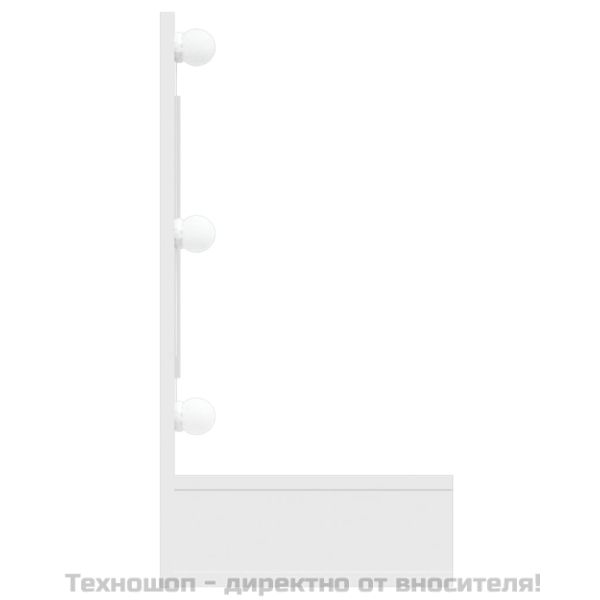 Огледален шкаф с LED, бял гланц, 90x31,5x62 см