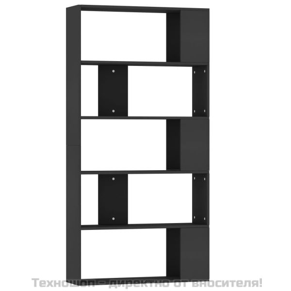 Разделител за стая, черен, 80x24x159 см, инженерно дърво