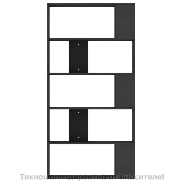 Разделител за стая, черен, 80x24x159 см, инженерно дърво