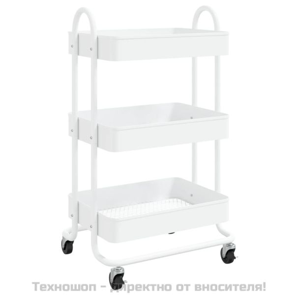 Количка на 3 нива, бяла, 43x34x79 см, стомана