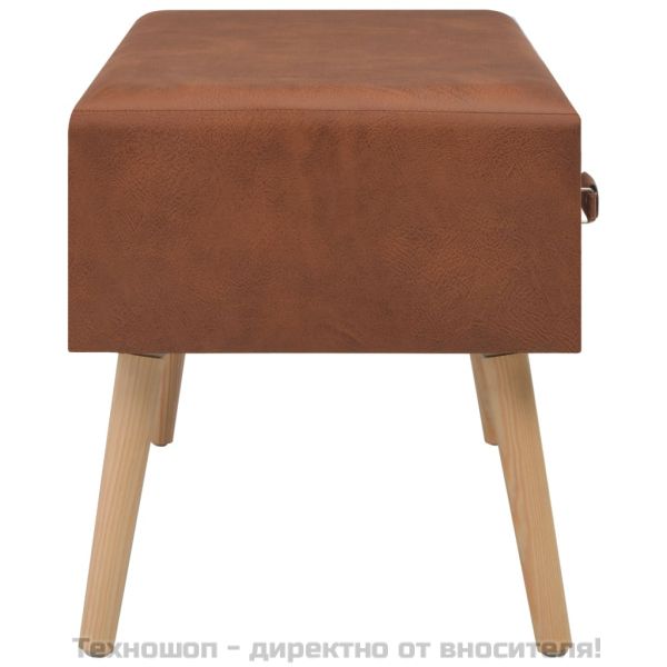 Маса за кафе, кафява, 80x40x46 см, изкуствена кожа