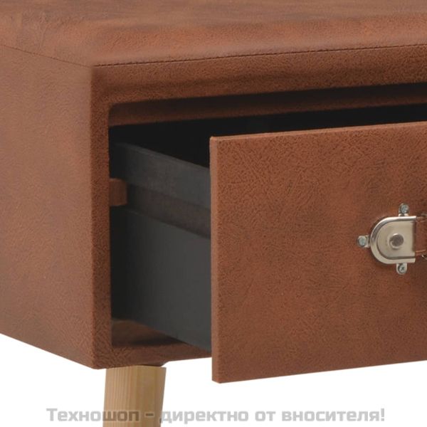 Маса за кафе, кафява, 80x40x46 см, изкуствена кожа
