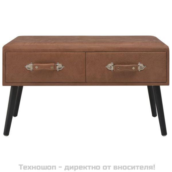 Маса за кафе, тъмнокафява, 80x40x46 см, изкуствена кожа