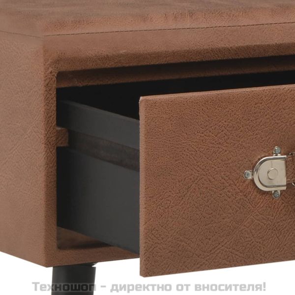 Маса за кафе, тъмнокафява, 80x40x46 см, изкуствена кожа