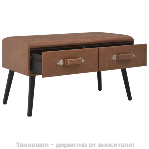 Пейка с чекмеджета, 80 см, тъмнокафява, изкуствена кожа