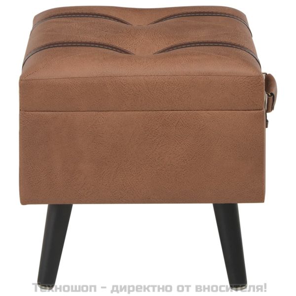 Табуретка за съхранение, 40 см, кафява, изкуствена кожа