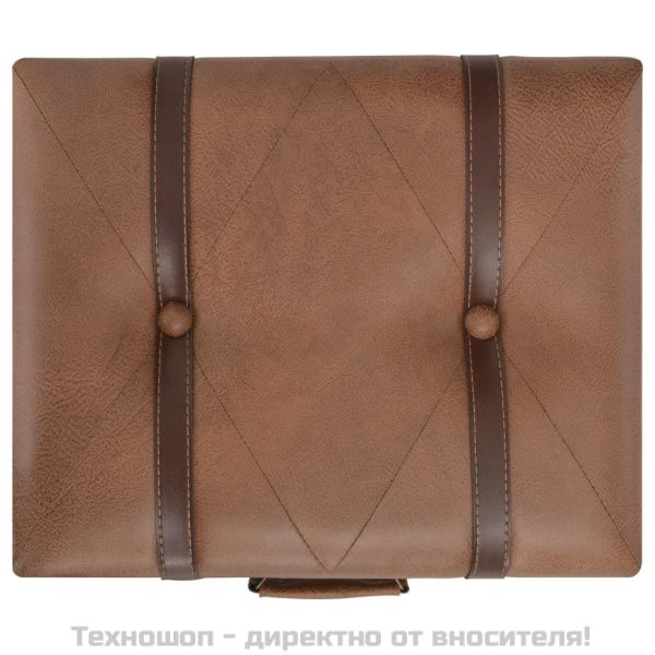 Табуретка за съхранение, 40 см, кафява, изкуствена кожа
