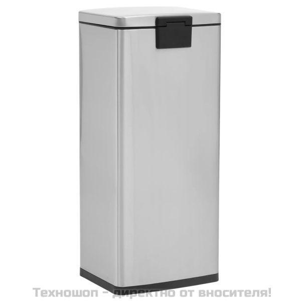 Кош за боклук с педал без пръстови отпечатъци 30 л сребро инокс