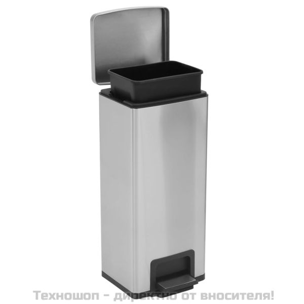 Кош за боклук с педал без пръстови отпечатъци 30 л сребро инокс