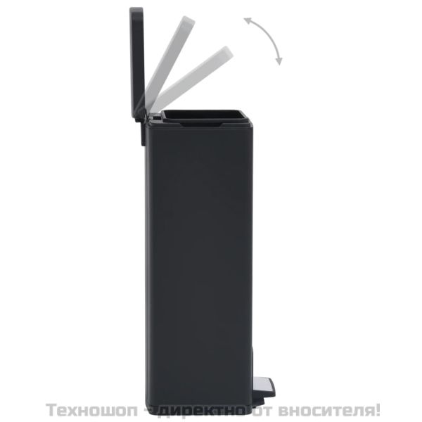 Кош за боклук с педал без пръстови отпечатъци 30 л черен инокс