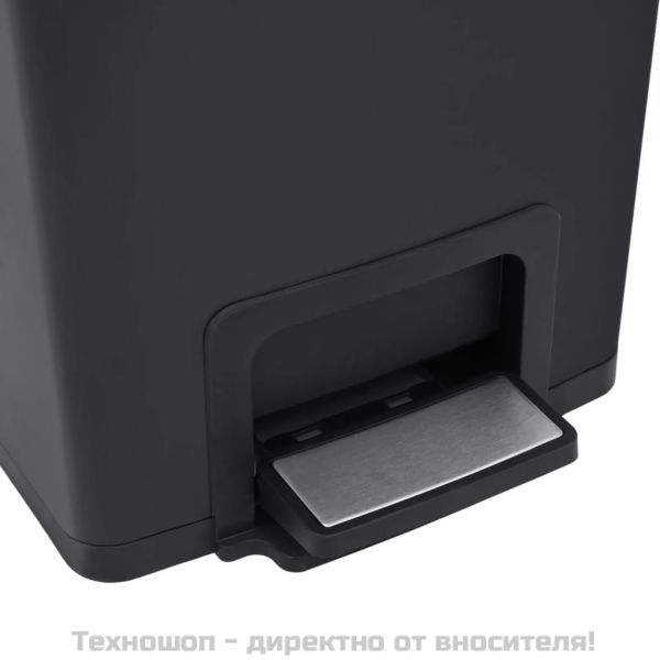 Кош за боклук с педал без пръстови отпечатъци 30 л черен инокс