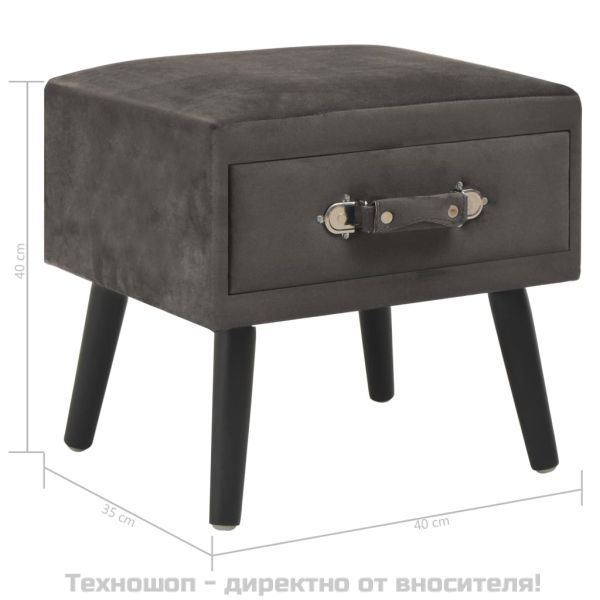 Нощни шкафчета, 2 бр, сиви, 40x35x40 см, кадифе