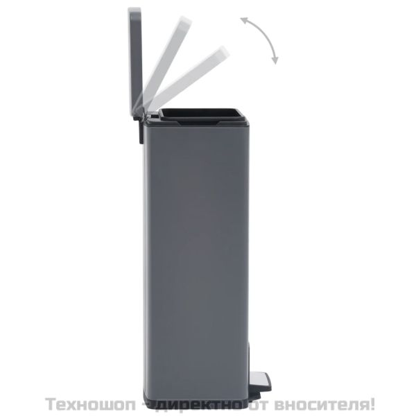 Кош за боклук с педал без пръстови отпечатъци 30 л сив инокс