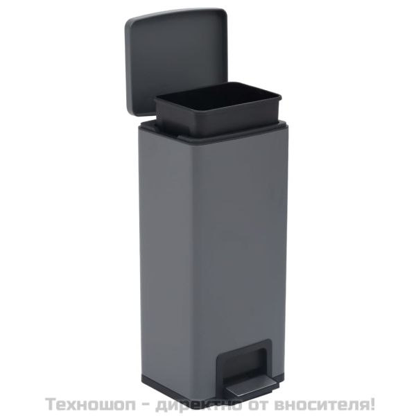 Кош за боклук с педал без пръстови отпечатъци 30 л сив инокс