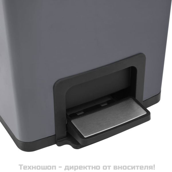 Кош за боклук с педал без пръстови отпечатъци 30 л сив инокс